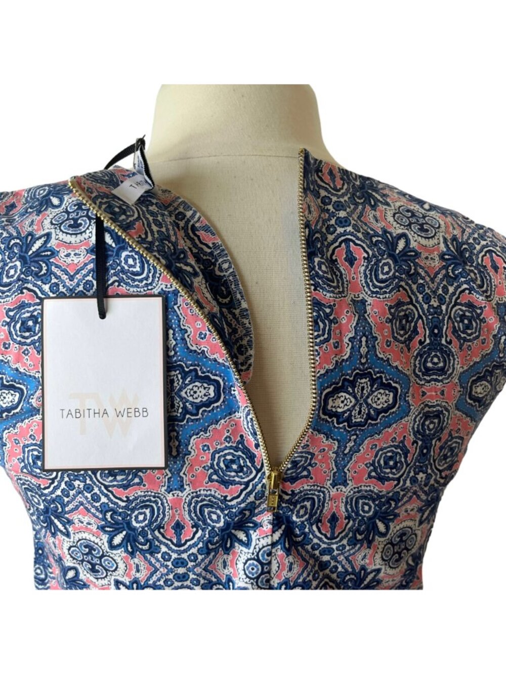 Tabitha Webb Sheath Shift Dress Size 2 Blue Pink New Sleeveless Summer - Picture 5 of 10